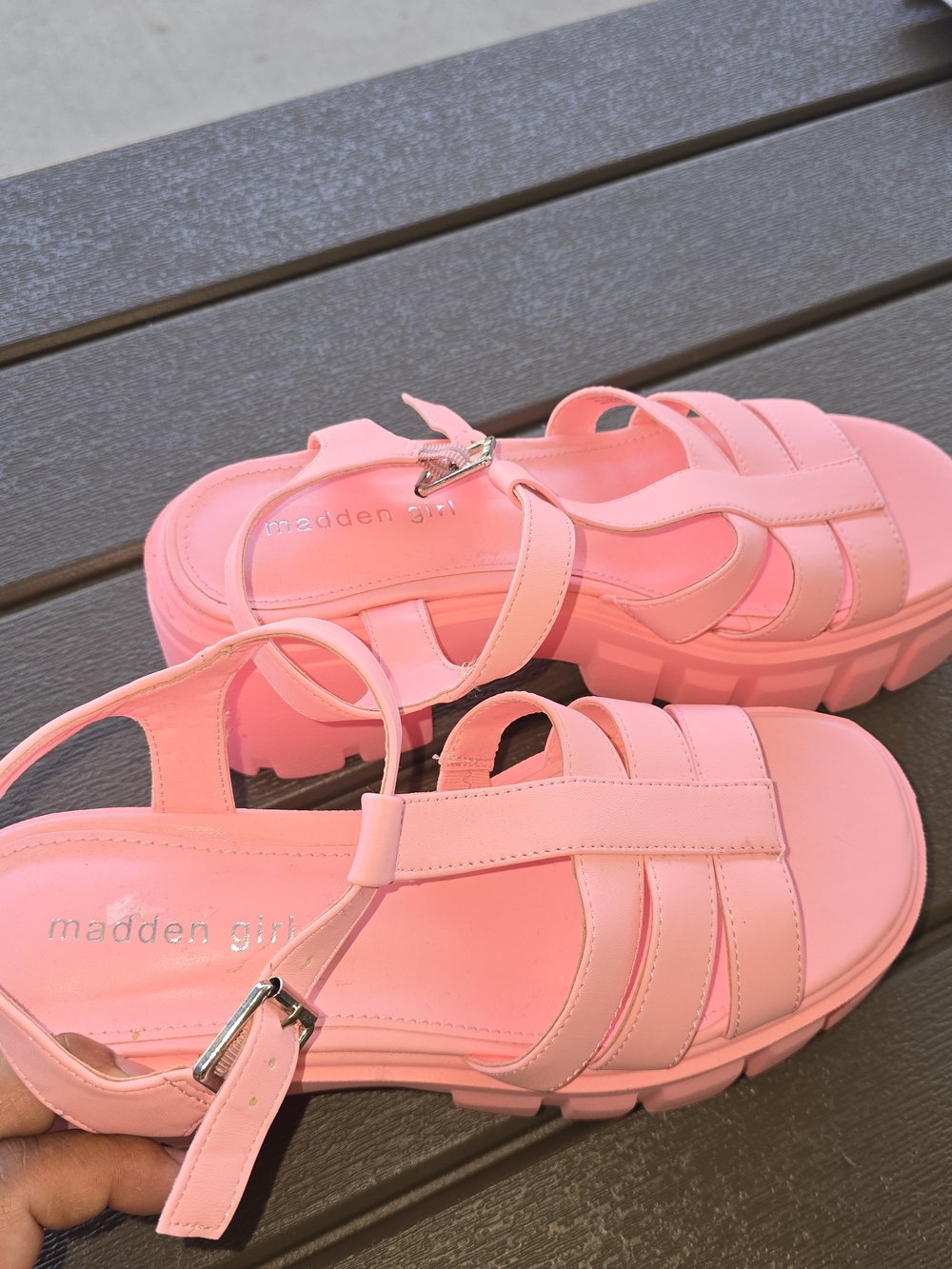 Madden Girl Chunky Platform Sandals in Bubblegum Pink
